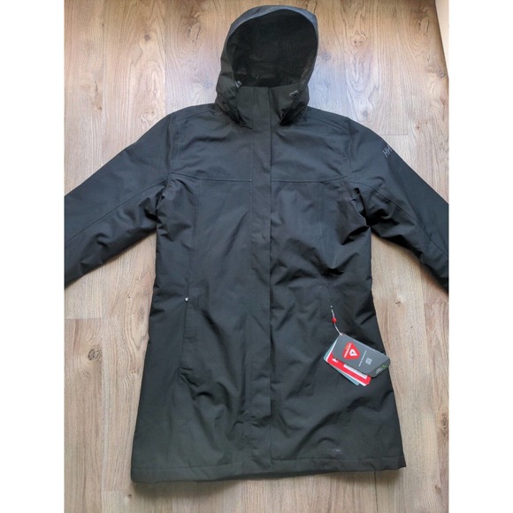 Helly Hensen Aden Long Insulated Hooded Rain Jacket Womens Large L Black - Picture 3 of 13
